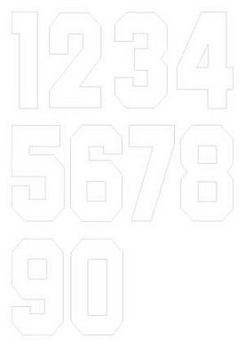 Nažehľovací čísla na dresy sada - biela výška 75 cm